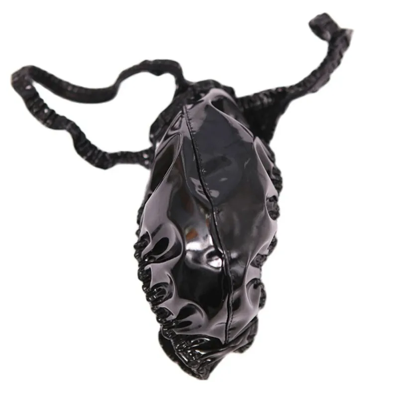 Latex leren strings voor mannen Zwart Heren G-string Glanzende afwerking PU Polyester Spandex 15 PU 72 Polyester 13 Spandex
