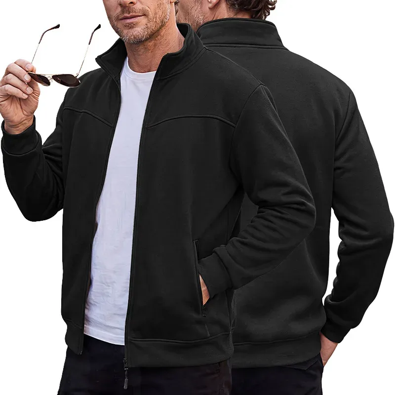 Four Seasons men's full-zip soft-shell jacket with stand-up collar, side pockets, long sleeves and relaxed casual style