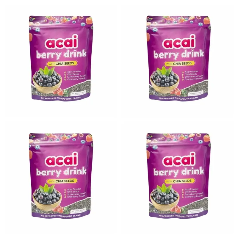 Acai Berry Drink Pulver med Chiafrön Jordgubbstranbär för antioxidant dagligt välbefinnande och immunförsvar Vuxen 40g