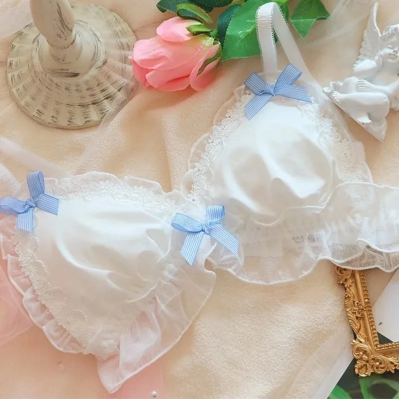 Lolita conjunto de sutiã e calcinha fofo para meninas, roupa íntima para dormir, doce kawaii, renda confortável, conjunto de sutiã, lingerie adorável — image 3