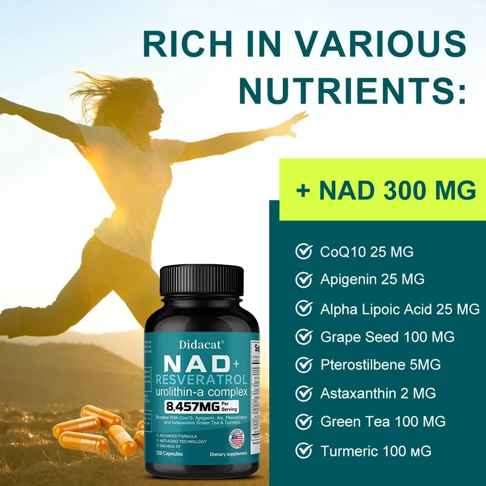 NAD + Resveratrol - Anti-aging Helps Boost Energy Promotes Cell and Skin Health Neuroprotection and Sleep Improvement — image 4