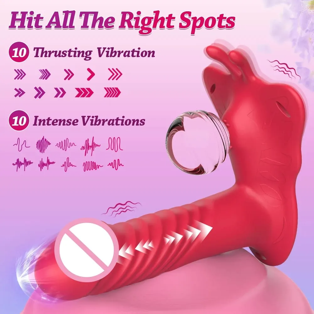 Wireless Remote Wearable Thrusting Vibrator 10 Telescopic Modes Vibrating Dildo Clitoris Stimulator Butt Plug Sex Toy for Women