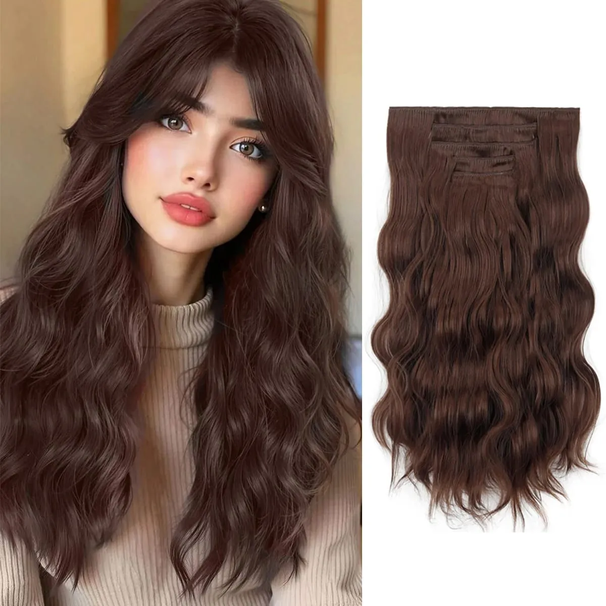 20Inch 5pcs/set Synthetic Hair Extension Long Curly Heat Resistant Black Hairpiece for Women — image 9