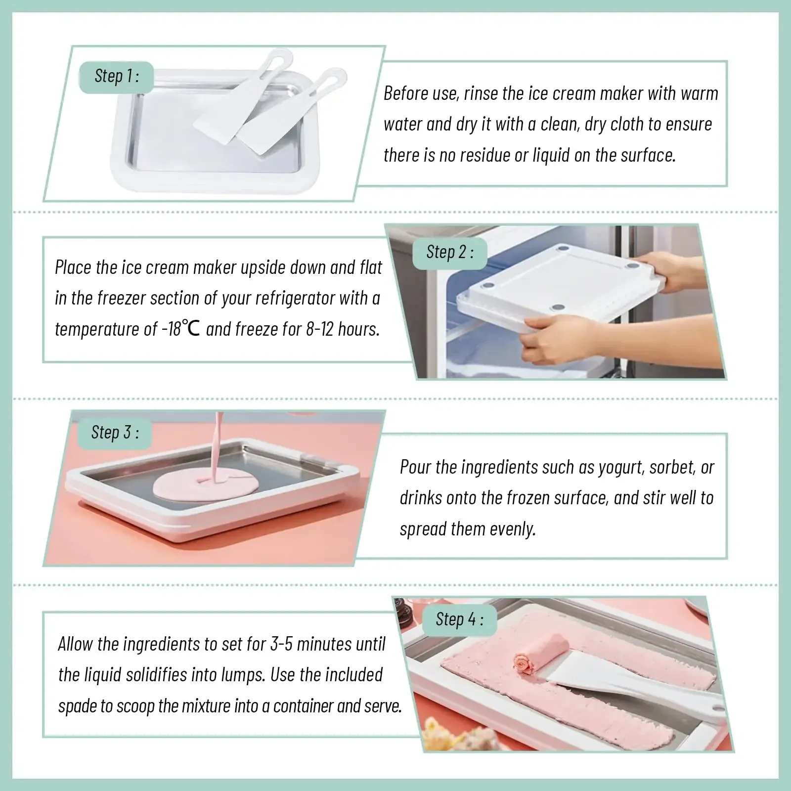 Multifunctional Rolled Ice Cream Maker Cold Sweet Fried Ice Pan DIY Household Frozen Yogurt Maker for Homemade Stir Fry Ice Tray