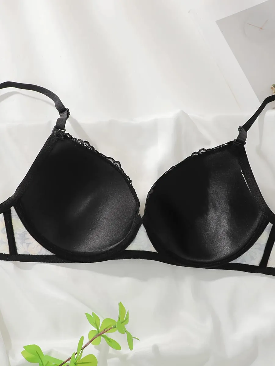 Women's Embroidered Lace Chrysanthemum Pattern Underwear with Steel Hoops Comfortable and Breathable Push Up Bra B6017 — image 4
