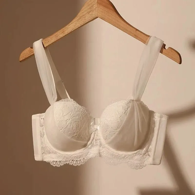 Women French Lace Minimizer Bra For Large Bust Anti Sagging Full Coverage Plus Size Underwire Bra Gathering Support Lingerie — image 6