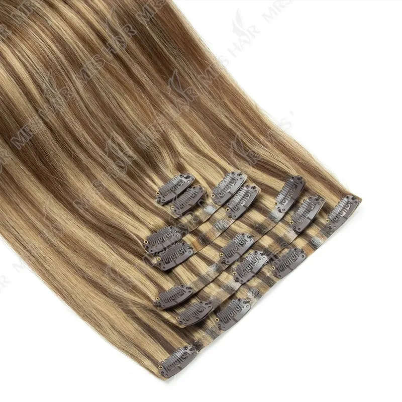 Human Hair Invisible PU Clip In Extensions Injected PU Tape Weft 7Pcs/set 12-24inch 100G 120G Clip On Hair Comfortable Wear