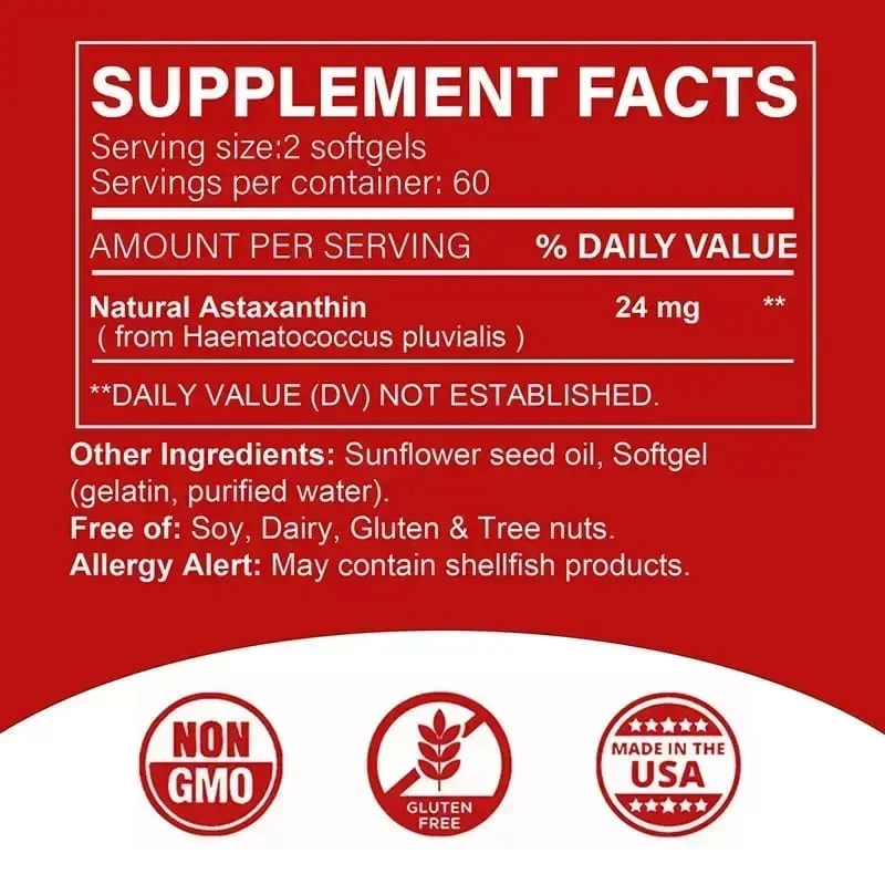 Astaxanthin 24 Mg - Meningkatkan Kesehatan Kardiovaskular Mempercepat Metabolisme Menjaga Kesehatan Sendi Mata dan Kulit Antioksidan — image 2