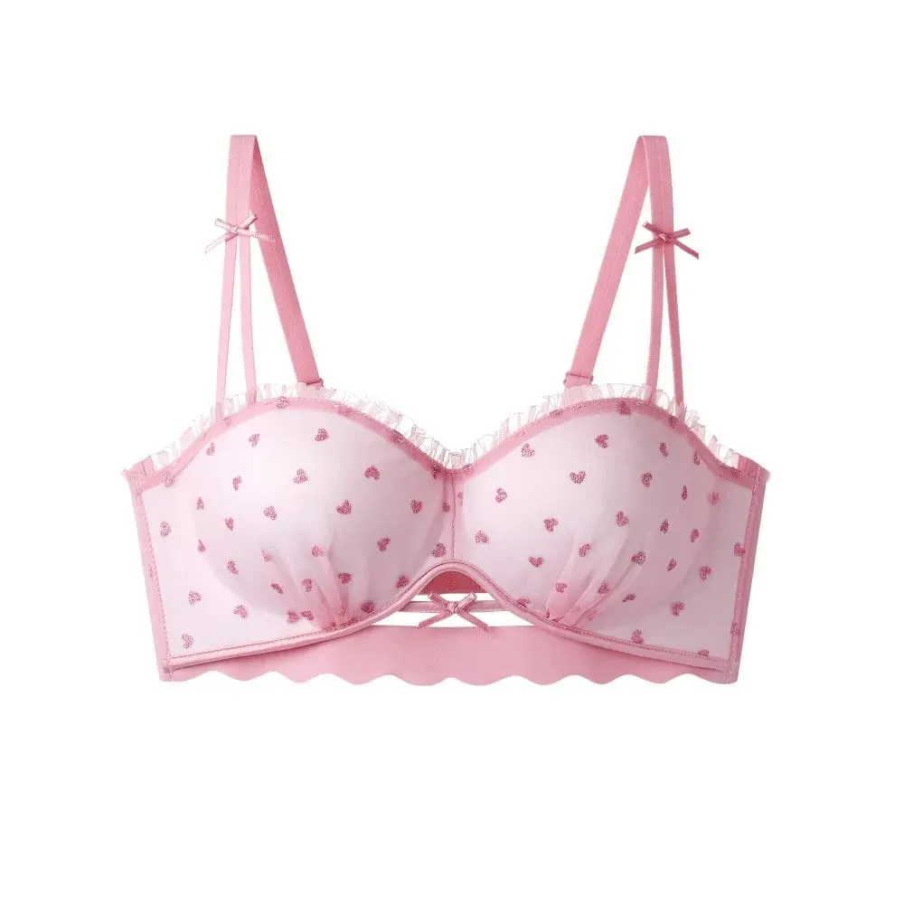 French Lace Push Up Bra For Small Bust Half Cup Anti‑Sag 2026 New Pure Desire Sexy Women Lingerie Brassiere 32-38 A-C