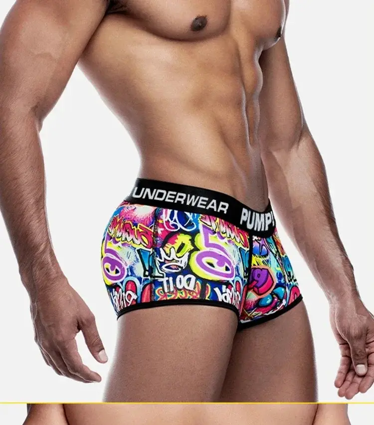 1- 4 Nam Cotton Nylon Pha Quần Sịp Boxer Toàn Graffiti In Rộng Dây Thắt Lưng Co Giãn Không Bó Sát thời Trang Thể Thao Quần Lót — image 19
