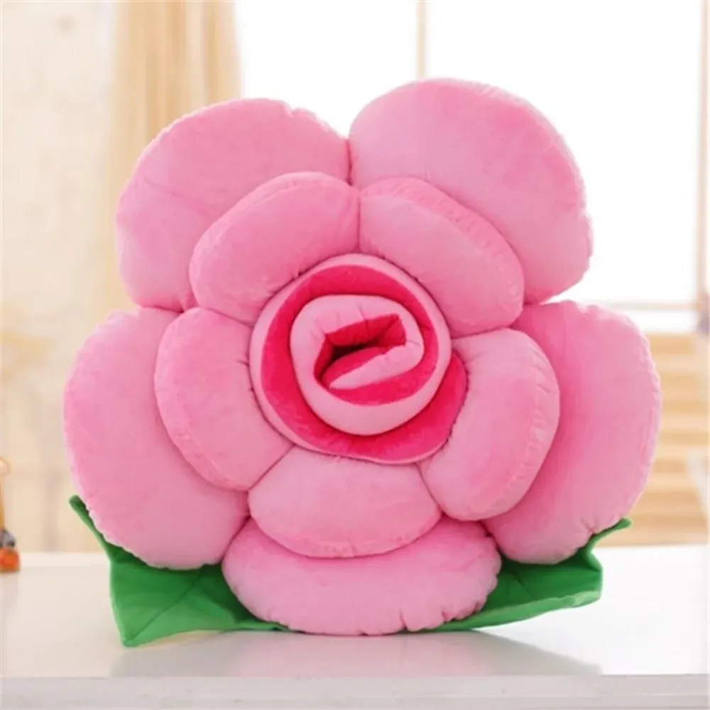 New Large Rose Shaped Pillow Simulated Colorful Sofa Flower Cushion Plush Car Interior Cushion Wedding Party Supplies — image 5