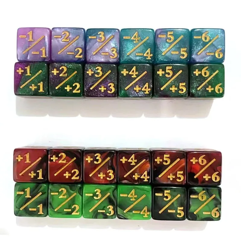 10Pcs 16mm 6 Side Dice Counters +1/-1 Dice Kids Toy Counting Dices For Magic The Gathering Card Gaming Token & Loyalty Toys Gift
