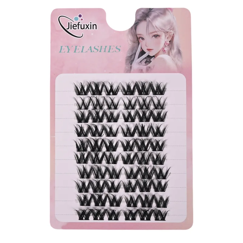 Soft Tapered Thick Manga Fox Eye Individual Clusters Jiefuxin Large Capacity DIY Lashes Simple Operation for Makeup Newbies
