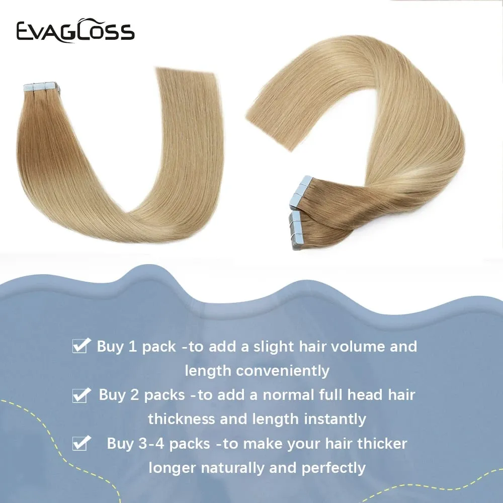 Invisible Remy Straight Tape in Human Hair Extensions 20Pcs Omber Blonde Tape in Human Hair Extensions Skin Weft Natural Hair