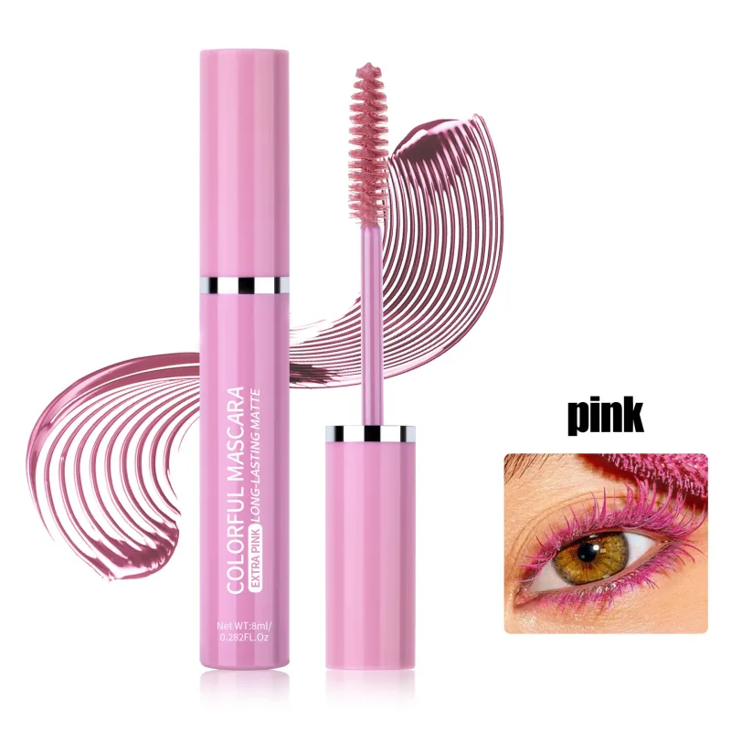 Ciglia mascara colorate Blu Rosa Verde Mascara impermeabile colorato Affascinante mascara arricciacapelli a lunga durata Trucco natalizio per occhi