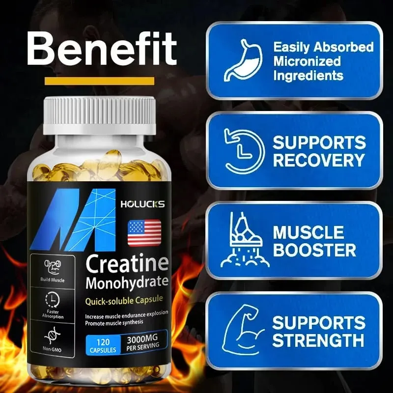High Potency Creatine 3000mg Supplement for Brain & Muscle Cell Energy Increases Power Output & Exercise Performance Non-GMO