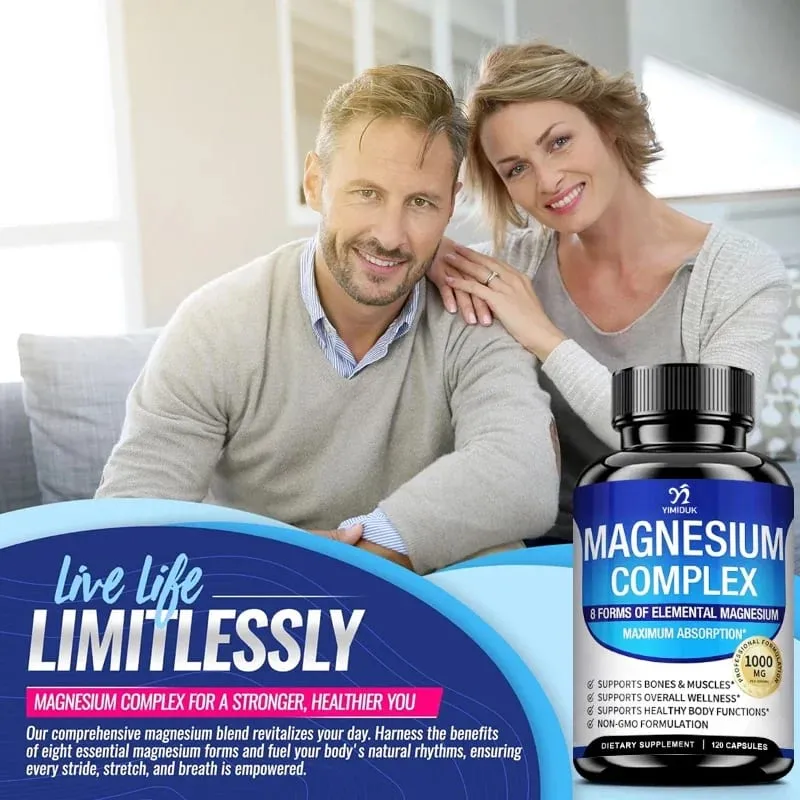Magnesium Complex Pills - Bone Muscle & Heart Health Supplement Sleep Support Muscle Relaxation Stress & Anxiety Relief