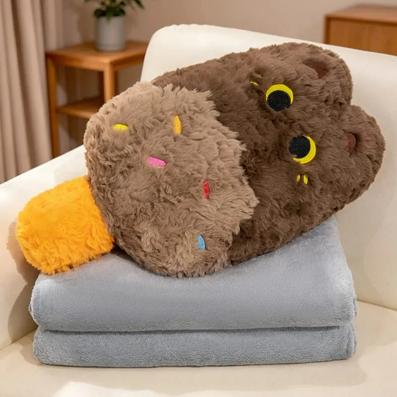 Kawaii Animal Plush Pillow Blanket 2 In 1 Soft Fluffy Animal Stuffed Doll Cushion Nap Pillow Blanket Home Sofa Bed Decor Gift