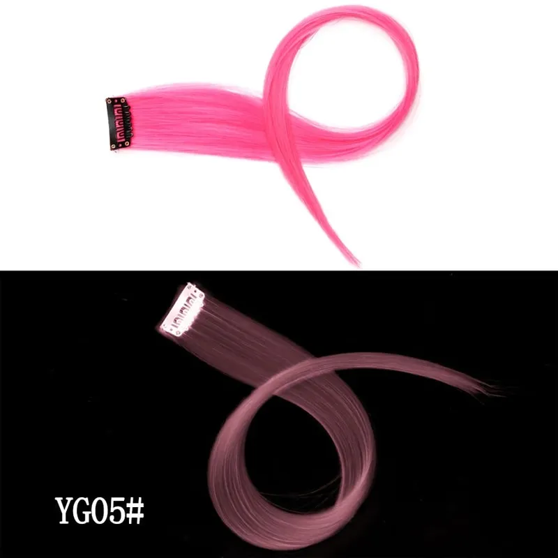 Leeons Clip In One Piece Przedłużanie włosów Prosto Ombre Fioletowy Niebieski Różowy Przedłużanie włosów Kobiety Syntetyczne sztuczne sztuczne włosy