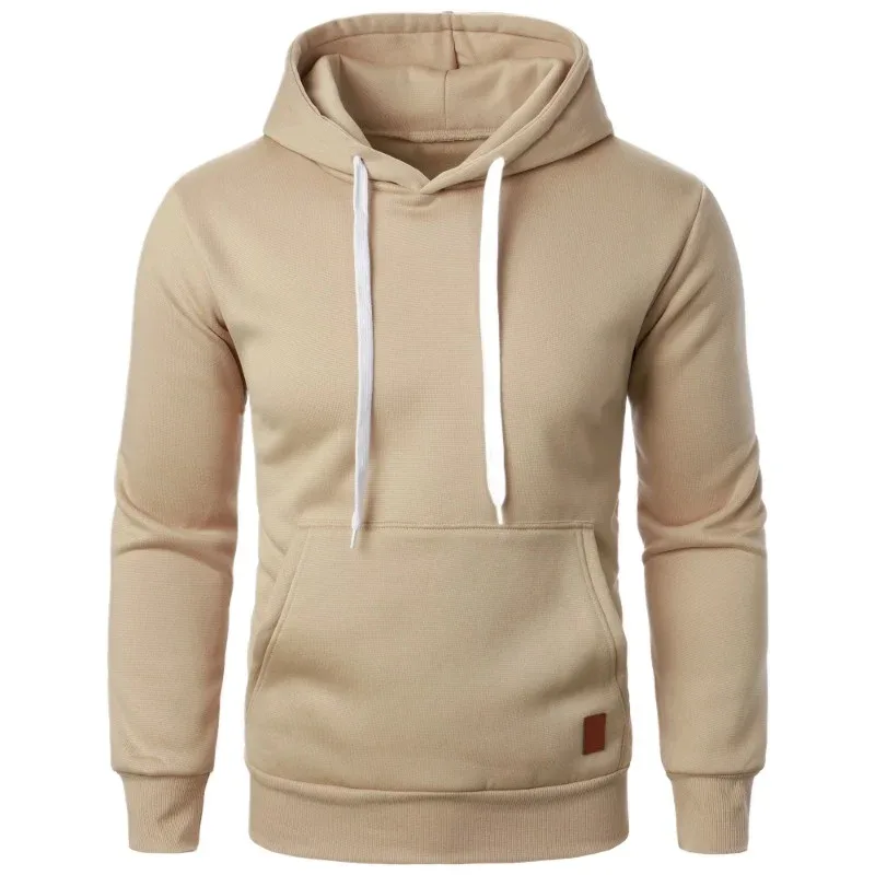 남성 캐주얼 후드 칼라 드로우 스트링 후드 티 스웨터 긴 소매 셔츠 야외 streetwear 솔리드 ​​컬러 경량 풀오버