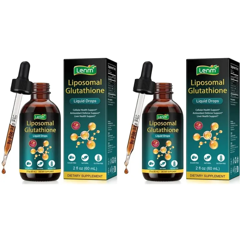 Lenm Liposomal Glutathione Liquid Drops for Antioxidant Cellular & Liver Support with NAC Vitamin C Strawberry Flavor 60 mL