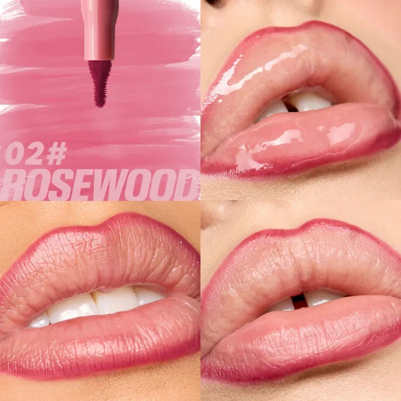 กำมะหยี่สีน้ำตาล Lip Liner ดินสอ Nude Matte Waterproof Non-stick Cup Cherry Red Lip Liner Lip Contour ปากกาลิปสติกแต่งหน้าสำหรับผู้หญิง