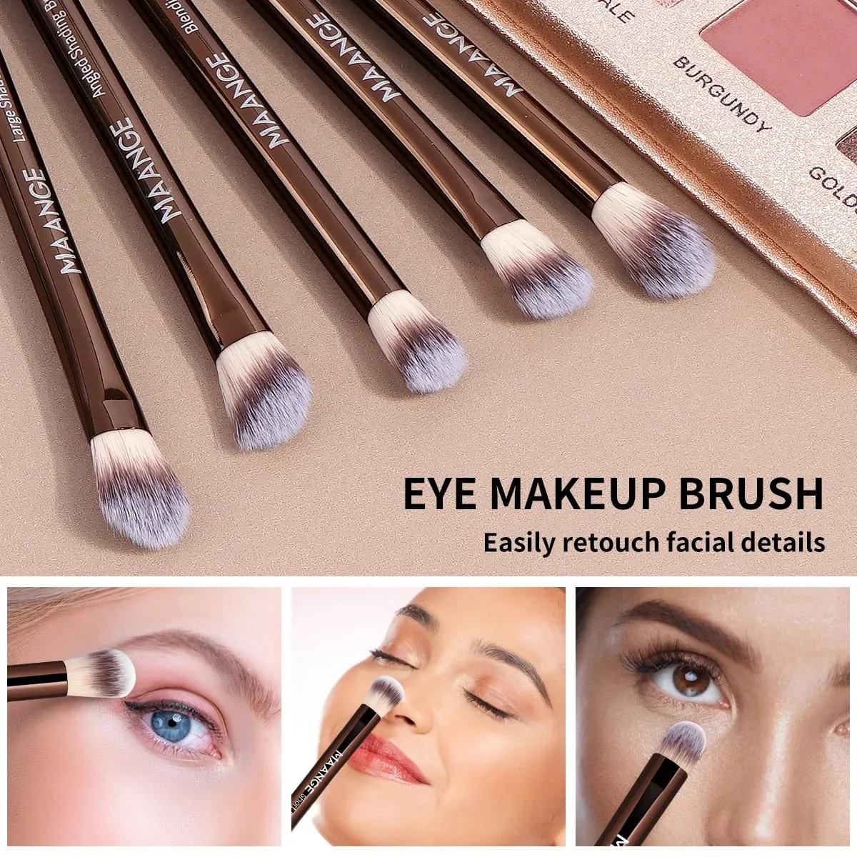 13pcs Classic Makeup Brushes with Storage Bag Soft Foundation Powder Eyeshadow Kabuki Blending Makeup Tools Coffee Brown — image 5