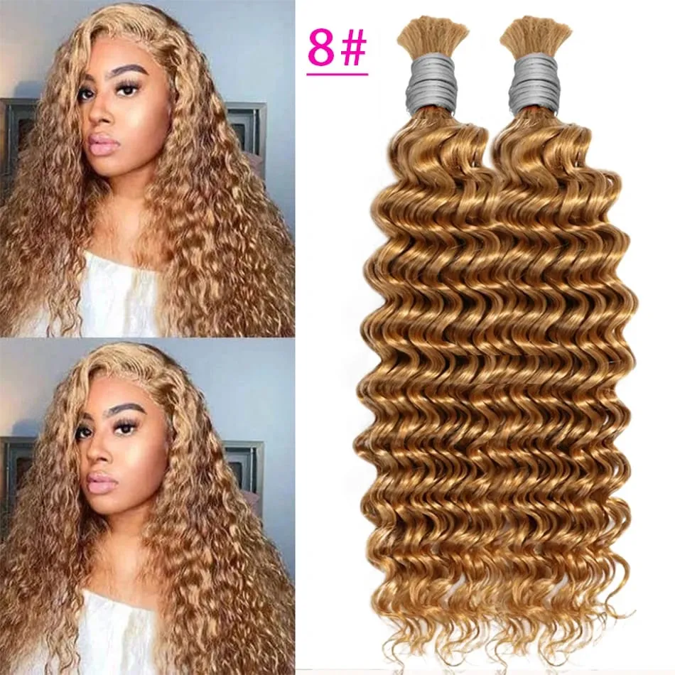 100% Human Hair Deep Wave Bulk Hair No Weft Bundles For Braiding Brazilian Virgin Hair Natural Wave Curly Hair Extensions Remy H — image 12