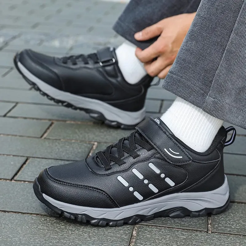 Men's Sneakers Waterproof Comfortable Durable Walking Shoes Classic Solid Color Outdoor Camping Casual Shoes Chunky Sneakers