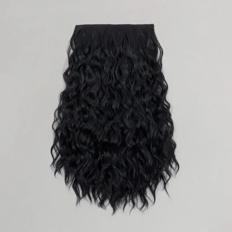 18Inch Synthetic One Piece 6 Clips Short Wavy Curly Clip-In Hair Extension Invisible Fulffy Black Brown Hairpiece for Women