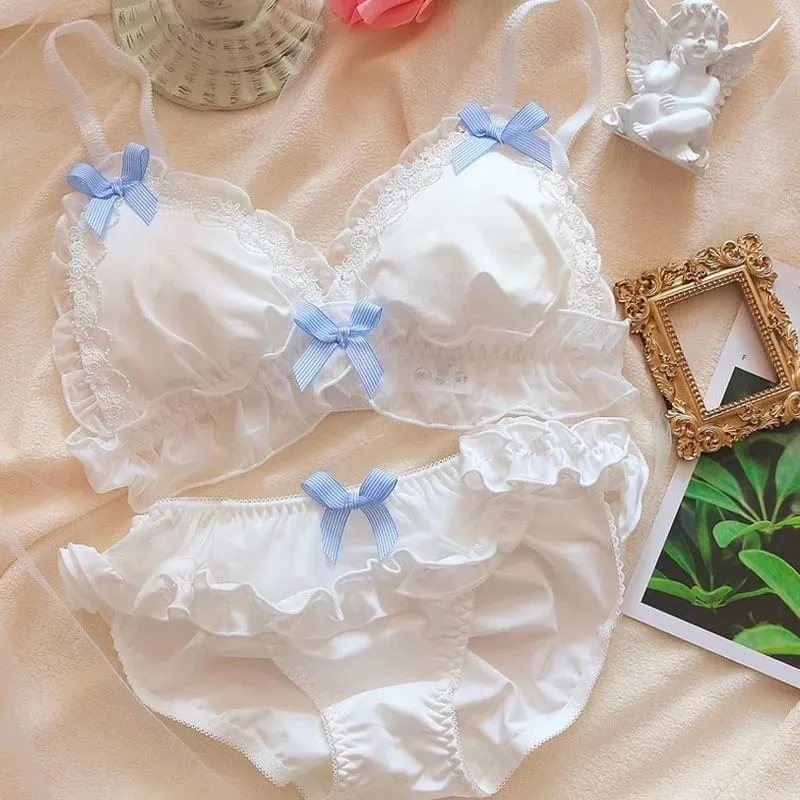 Lolita conjunto de sutiã e calcinha fofo para meninas, roupa íntima para dormir, doce kawaii, renda confortável, conjunto de sutiã, lingerie adorável — image 6