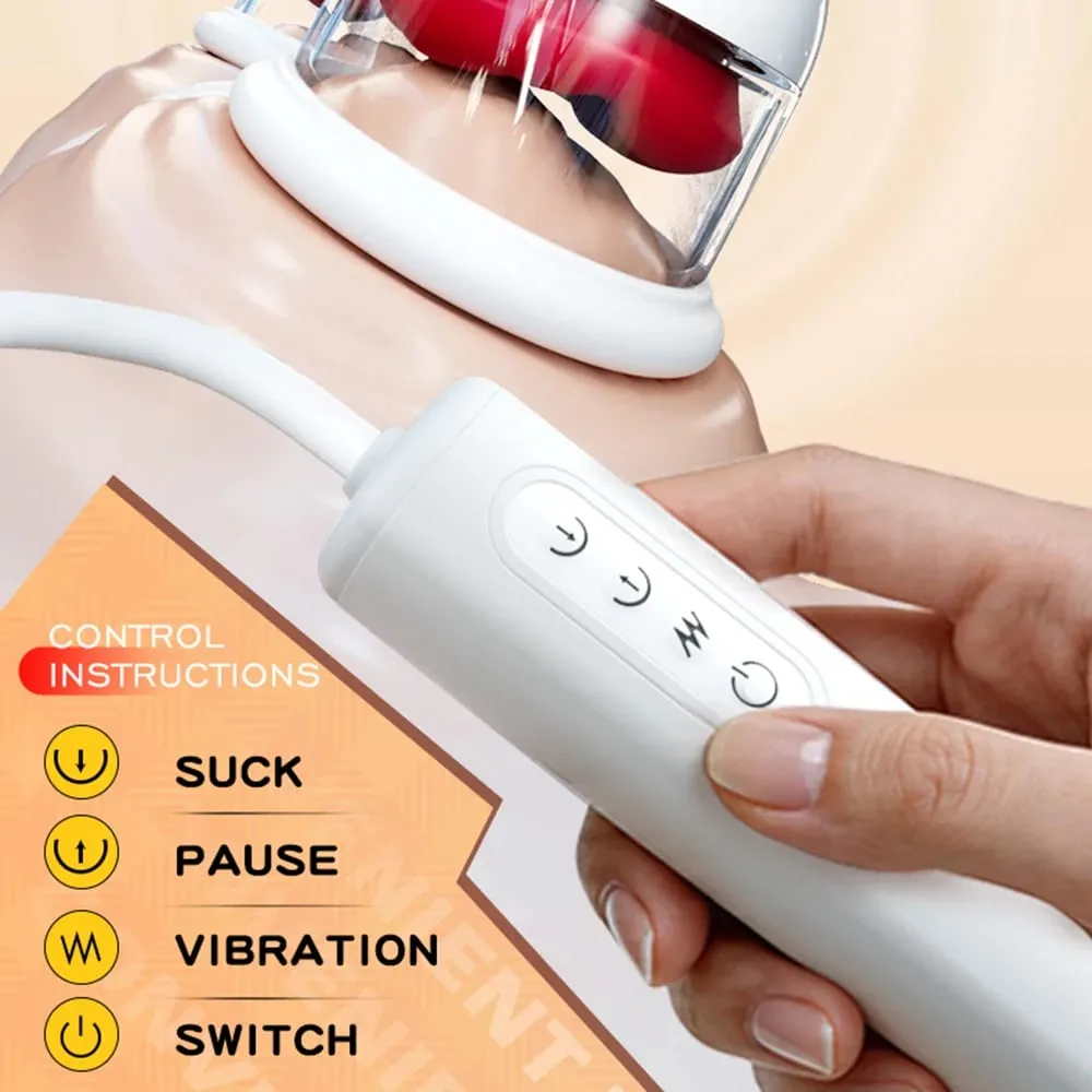 Greedy Double-cup Sucking Vibration Breast Pump Breast Massager Chest Masturbator Nipple-licking Suction Cup Adult Sex Toys — image 5