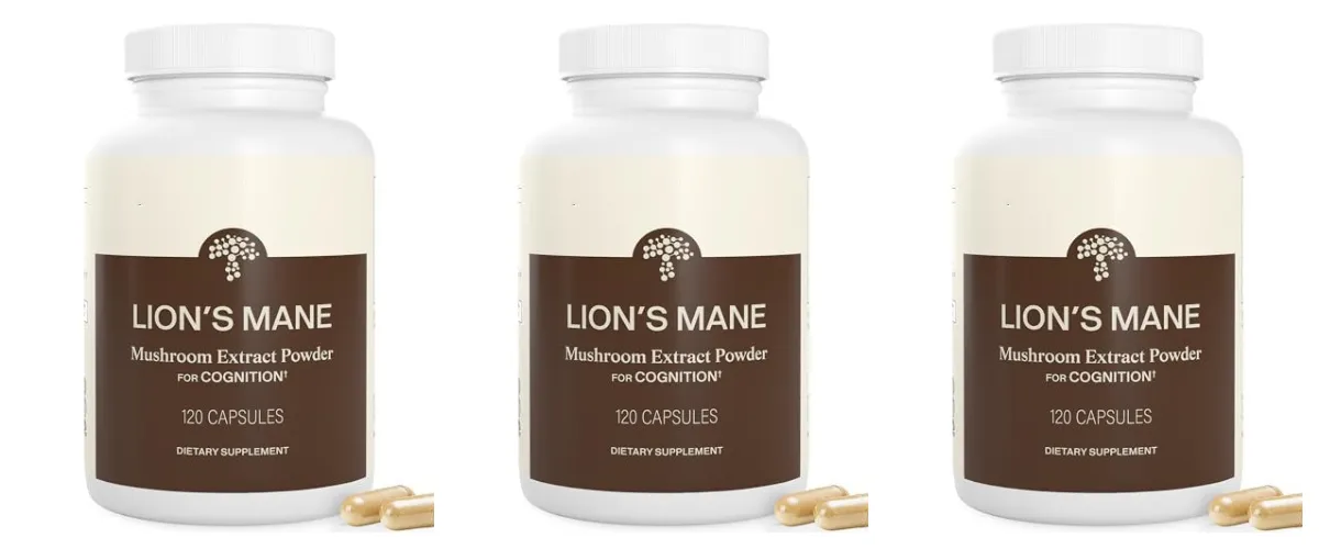 Lion's Mane Mushroom Extract 1000 mg with 300 mg Beta-Glucans Daily Focus and Wellness Support 120 Capsules 60 Servings