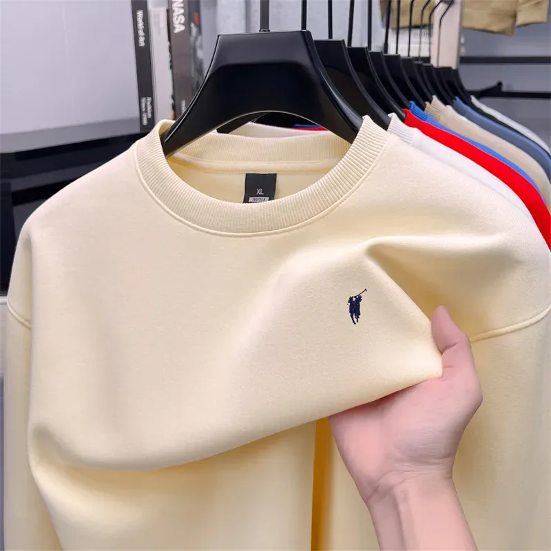 2026 Men's Crewneck Casual Long-sleeve Printed Leisure T-shirt Solid-color Multi-functional Leisure T-shirt