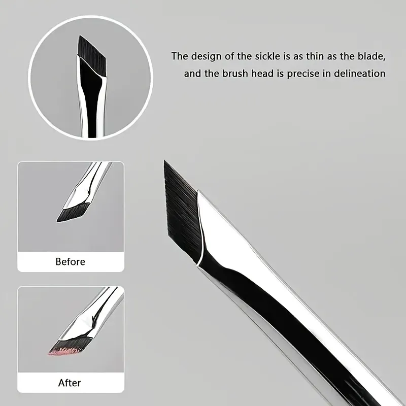 Ultra Thin Angled Flat Eyeliner Brush Sickle-Shaped Blade Brush for Eyebrow Under-Eye Smudger Precise Lower Lash & Winged Eyelin