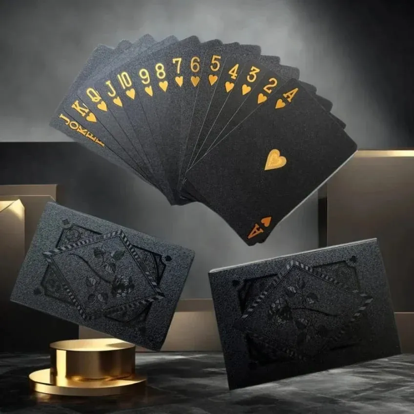 Color Black Gold Playing Card Game Card Group Waterproof Poker Suit Magic Dmagic Package Board Game Collection Entertainment** — image 2