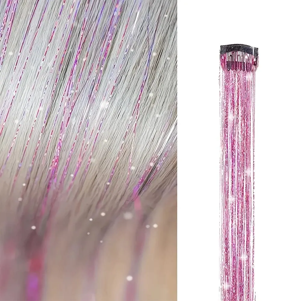 Hair Tinsel Clip in Rainbow Hair Accessories 24 Inch Fairy Hair Tinsel Kit for Women Glitter Extensions Synthetic for Christmas — image 10