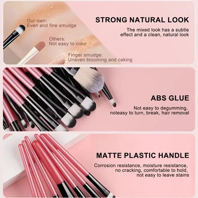 20pcs Makeup Brush Set Soft Fluffy Cosmetic Foundation Powder Eyeshadow Kabuki Blending Make Up Brush Beauty Tool Makeup Sponge — image 2