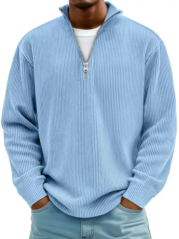 Men's Autumn Winter Stand-Collar Zip-Up Sweatshirt Loose Long Sleeve Casual Daily Outdoor Fashion Trendy Men's Outerwear — image 9