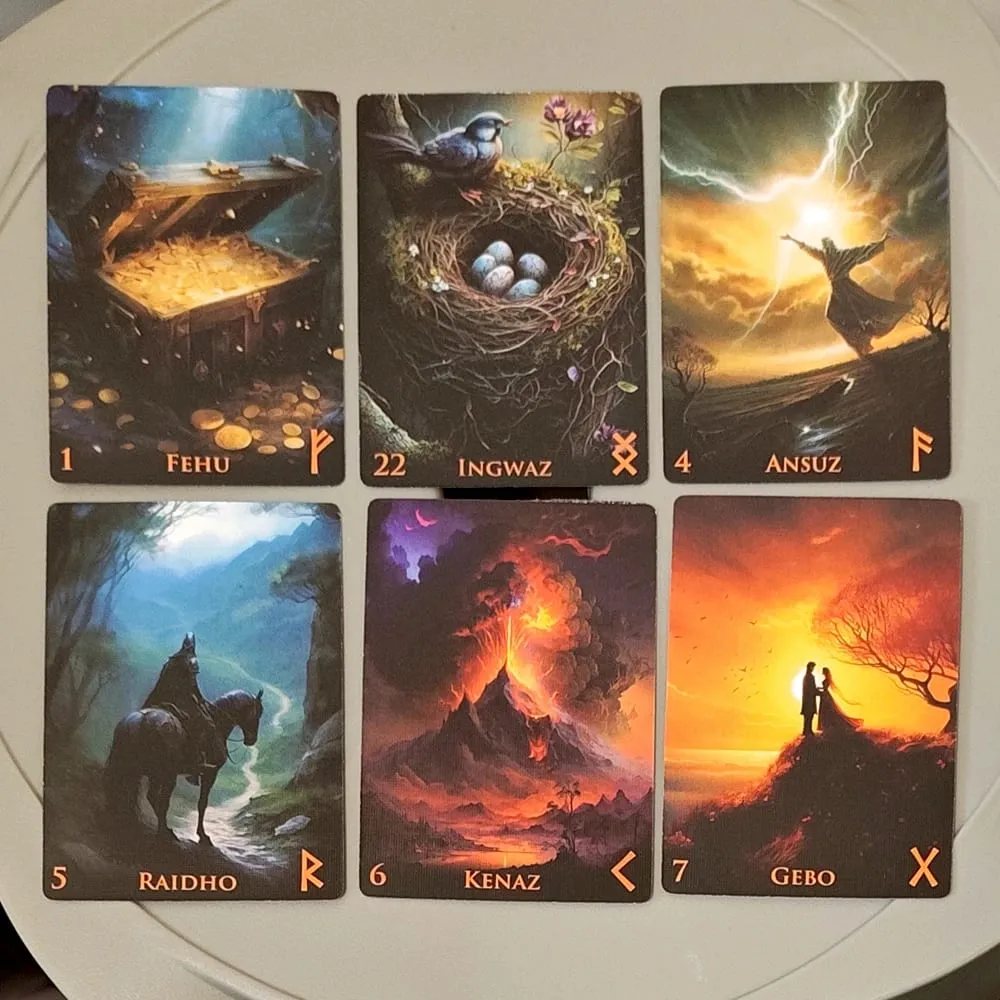 Weird World Runes Deck 9*6cm - 25 Elder Futhark Oracle Cards for Divination Printed on 350GSM Double-embossed Cardstock