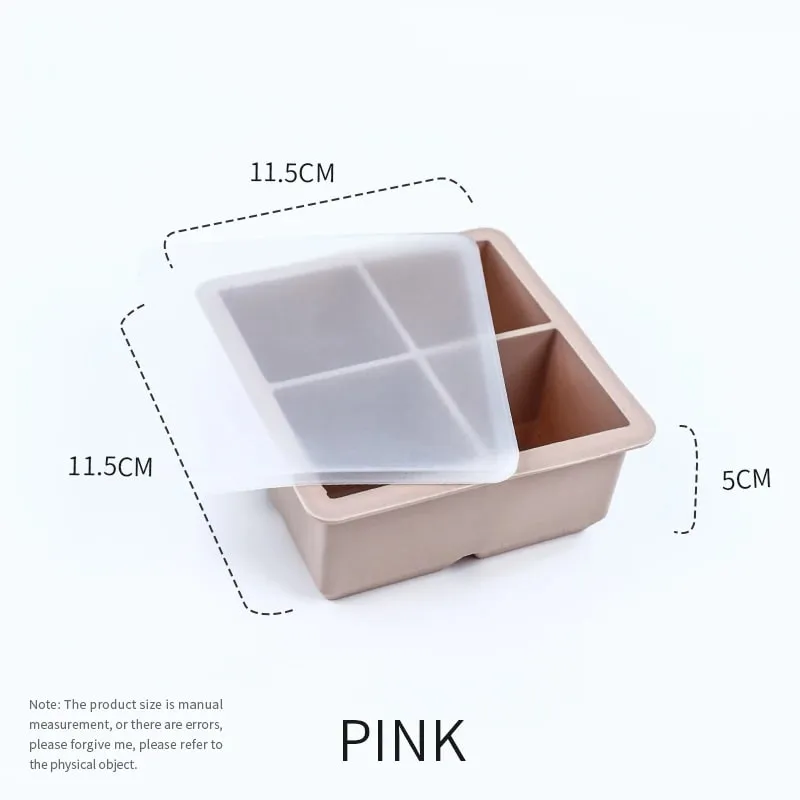 Große Silikon-Eisformen, 5,1 cm große Eiswürfelformen mit abnehmbarem Deckel, BPA-frei, leicht zu lösen und stapelbare, flexible Eiswürfelform