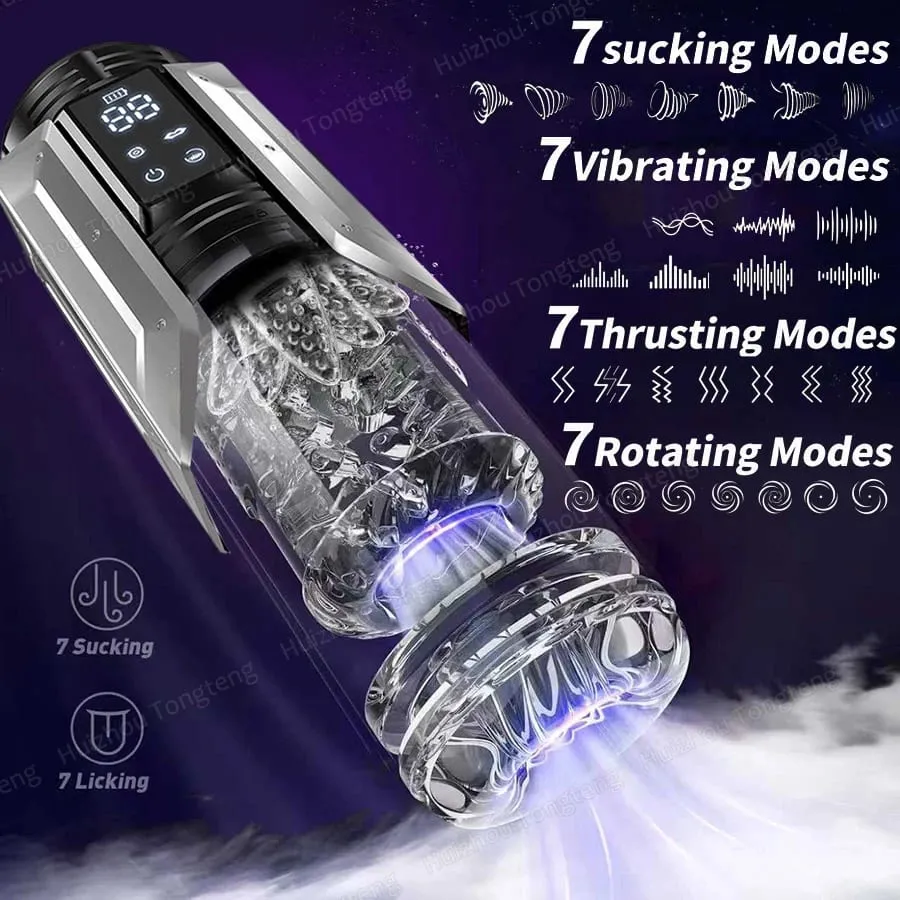 Adult Toys Automatic Masturbator Stroker with 7 Thrusting Rotating 7 Licking Vibrating Modes Hands-Free Sex Machine Pocket Pussy
