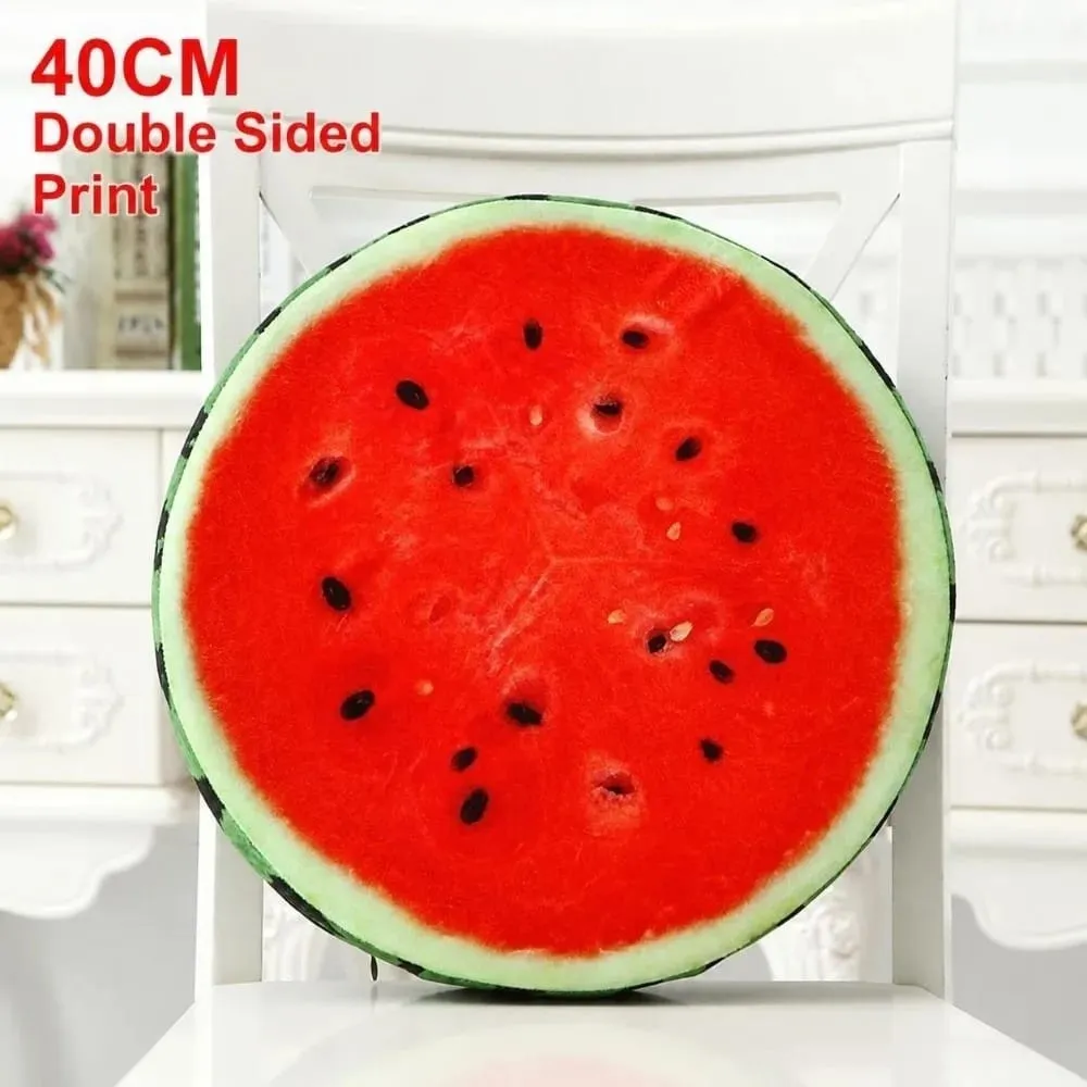 Creative Round Fruit Pillow Fruit Slice Print Simulation Throw Pillow Stuffed Inner Plush Fabric Plush Pillow Office Rest