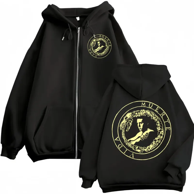 Canserbero All We Need is Love Muerte Vida Merch Zipper Hoodie Men's Fashion Hip Hop Zip Up Sweatshirts Casual Fleece Pullovers