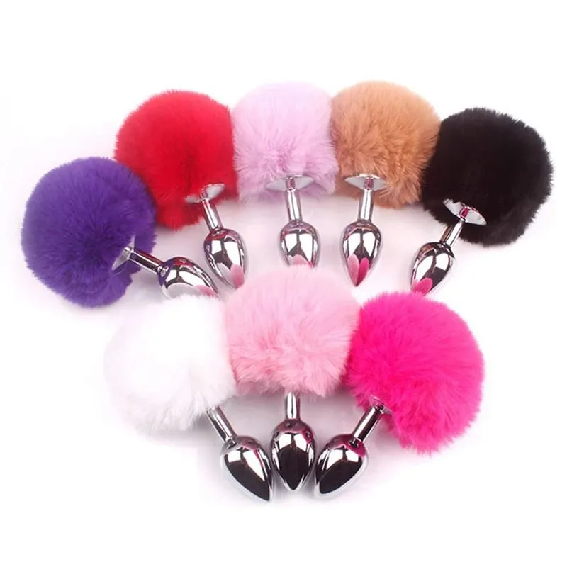 Metal Plush Rabbit Tail Anal Plug Butt Plug Prostate Massager Rabbit Ear BDSM Cosplay Erotic Sex Toys for Women Adults Sex Game