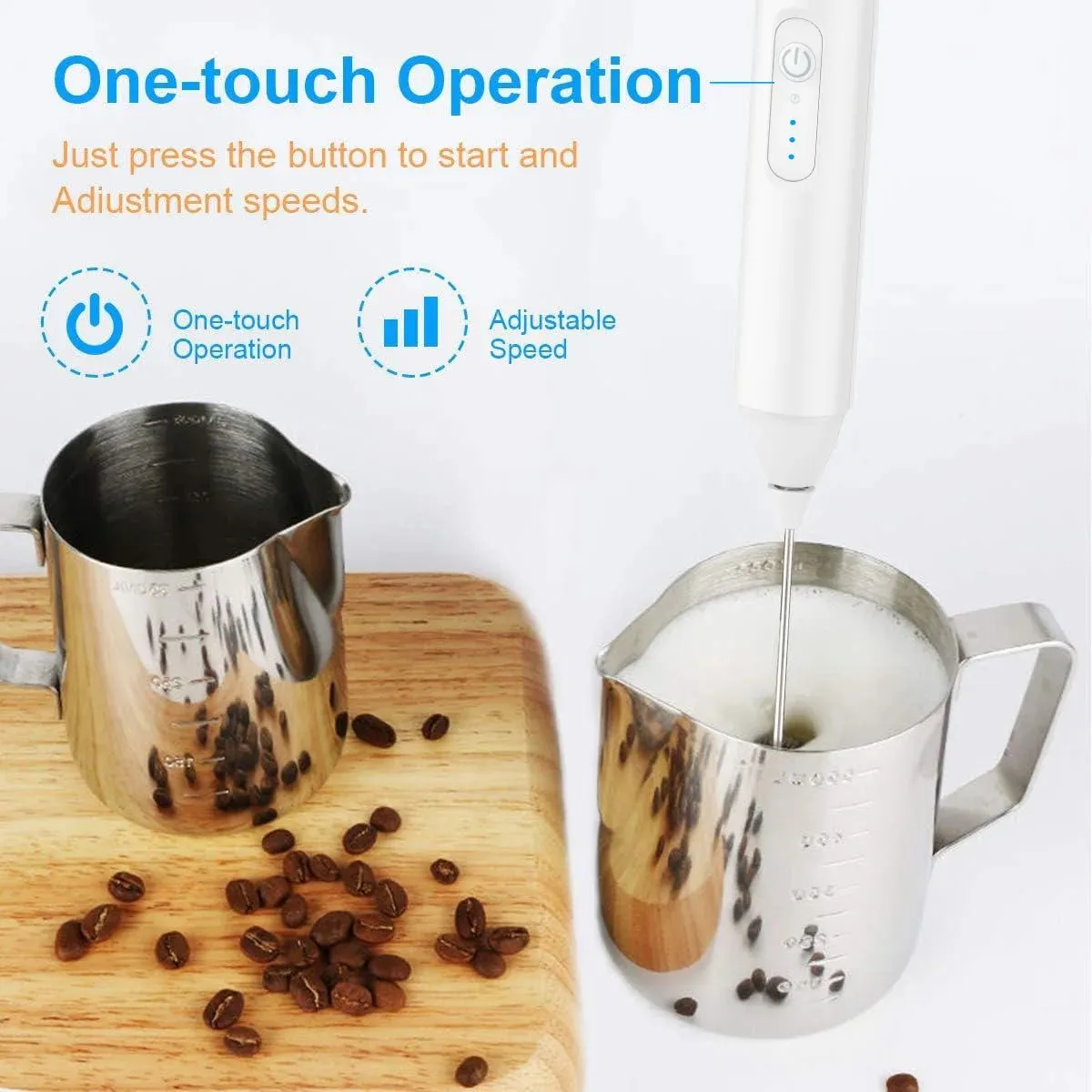 الحليب Frother USB قابلة للشحن 3 سرعات صانع الرغوة القهوة خفقت خلاط كهربائي مقبض خلاط خافق البيض