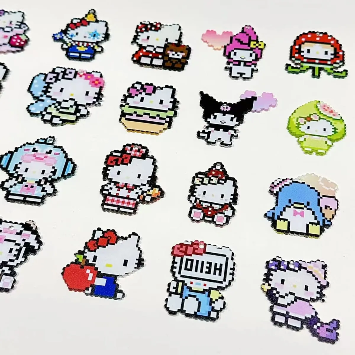 Kawaii Pixel Cat 32pcs Set Keychain Blind Box Acrylic Pendant Mystery Surprise Bag for Backpack Decor Party Favors — image 4