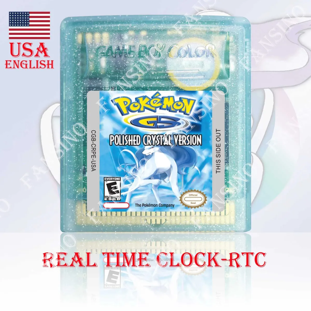 GBC Real Time Clock Pokemon Polished Crystal (v3.2.3) High Quality GBC Video Game Cartridge With Battery For GBA/GBC Series