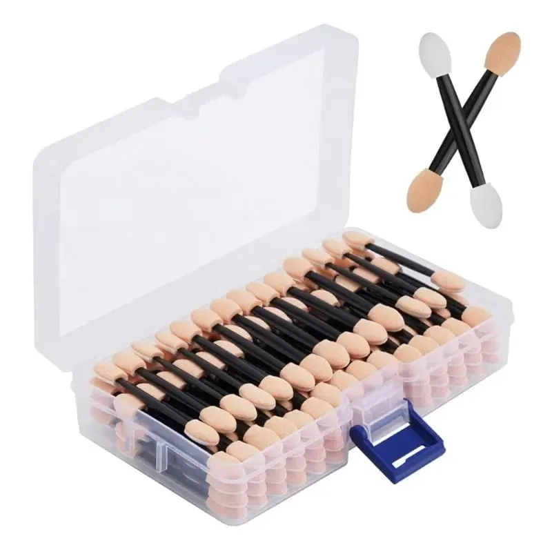 50/100/200/300/500PCS Dual Sides Eye Shadow Sponge Applicators with Container Length Eyeshadow Brushes Makeup Applicator
