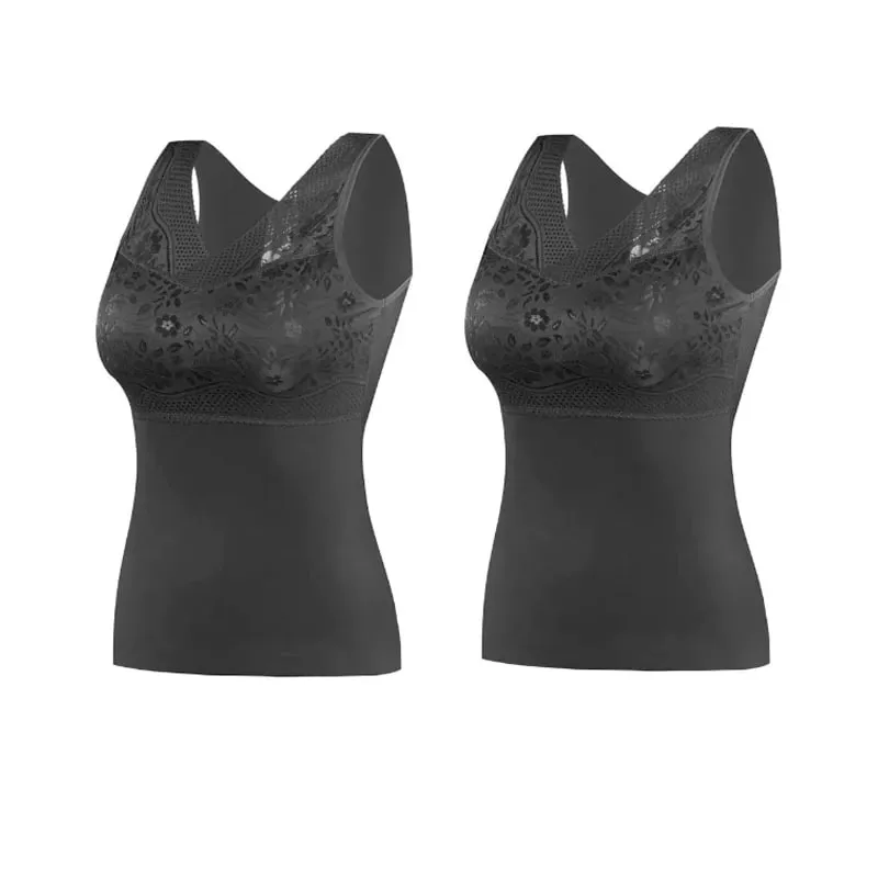 Women Winter Lace Padded Thermal Vests Soft Skin‑Friendly Undershirts Comfortable Sleeveless Inner Versatile Daily Tank Tops — image 11